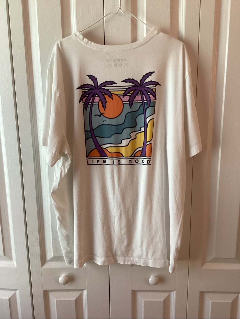 Life is Good Men's White Abstract Beach Crusher Lite Tshirt Sz XXXL - IEC
